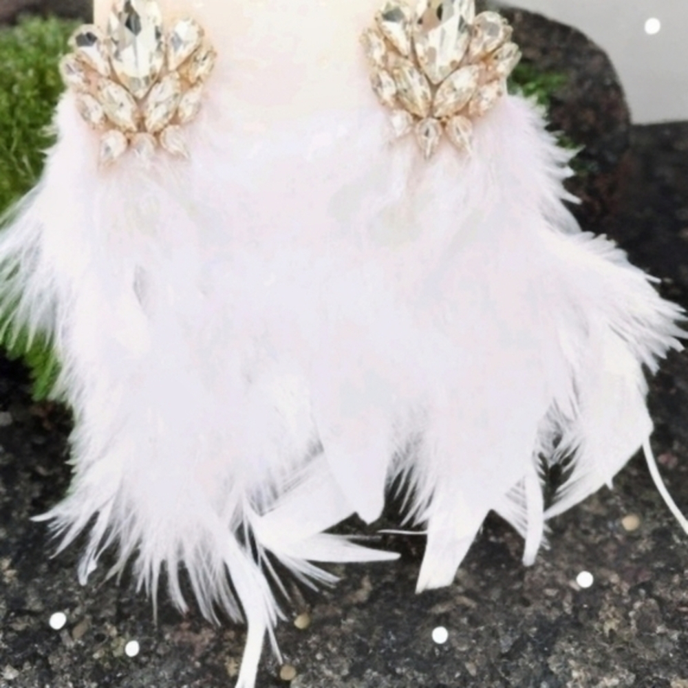 MODCLOTH GLAM COLLECTION RHINESTONE FEATHER EARRINGS